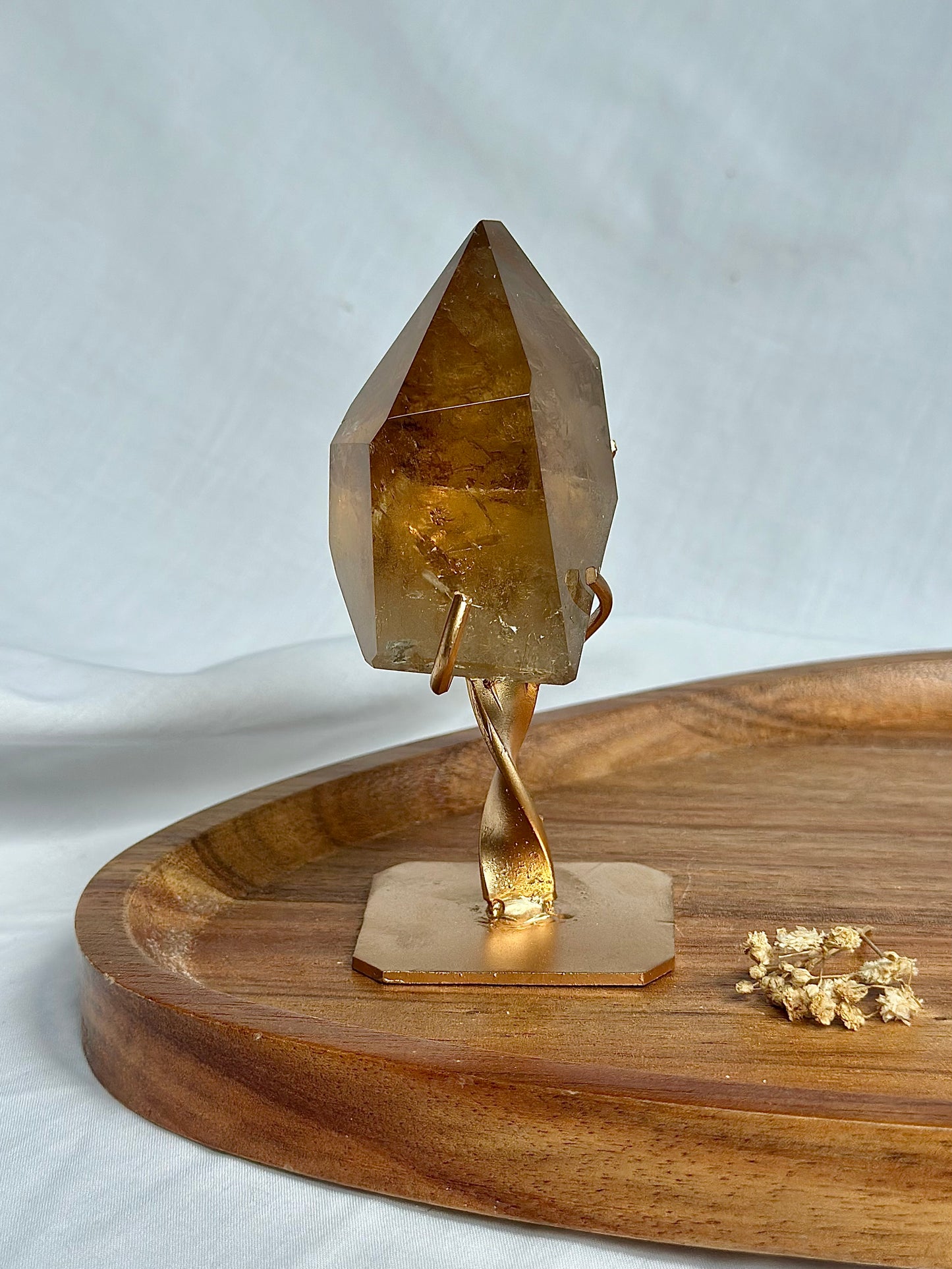 Honey Citrine On Gold Stand