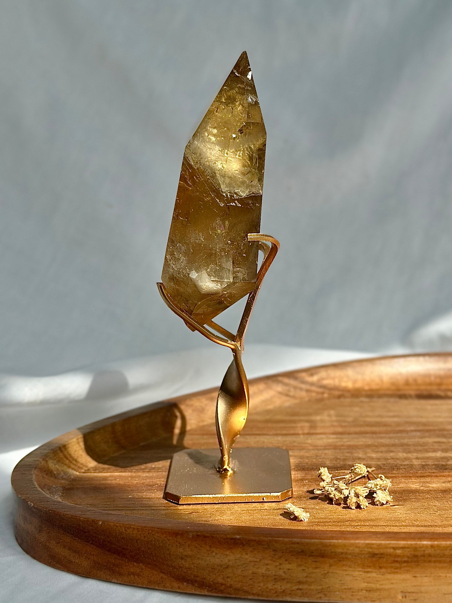 Large Citrine On Gold Stand