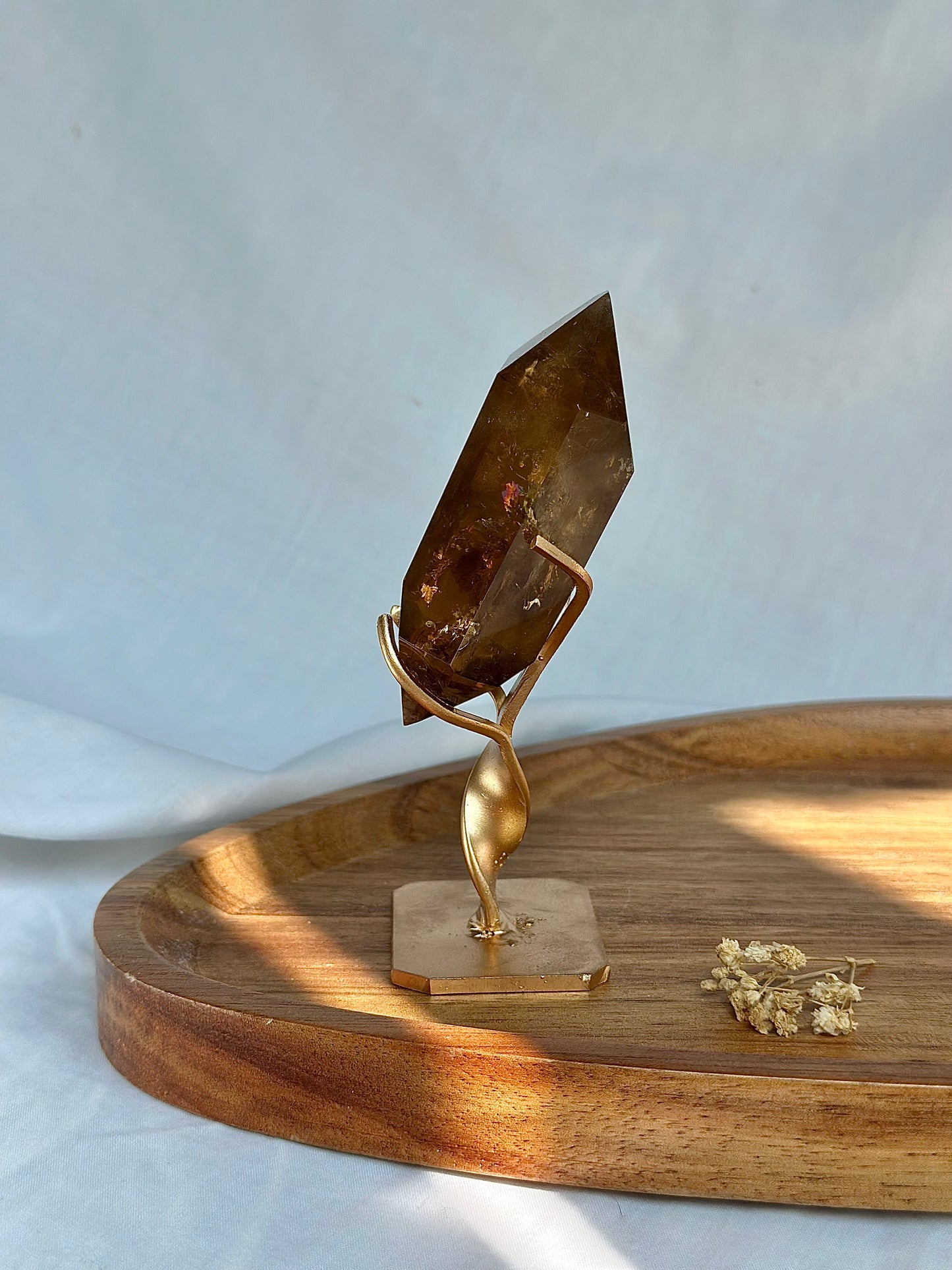 Honey Citrine On Gold Stand