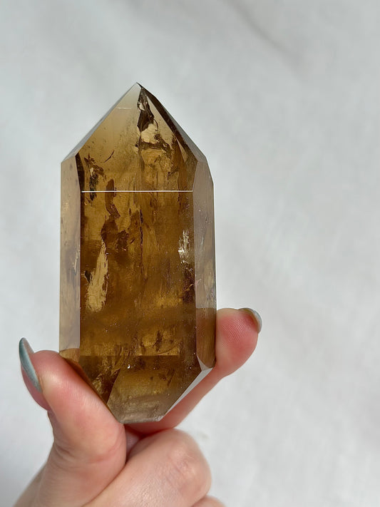 Honey Citrine On Gold Stand