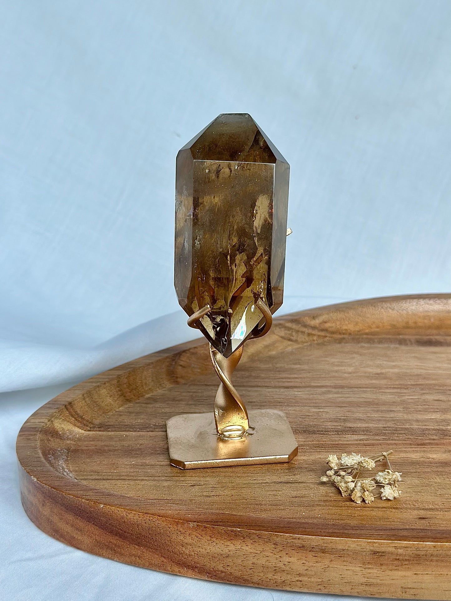 Honey Citrine On Gold Stand