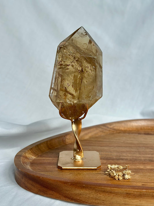 Large Citrine On Gold Stand