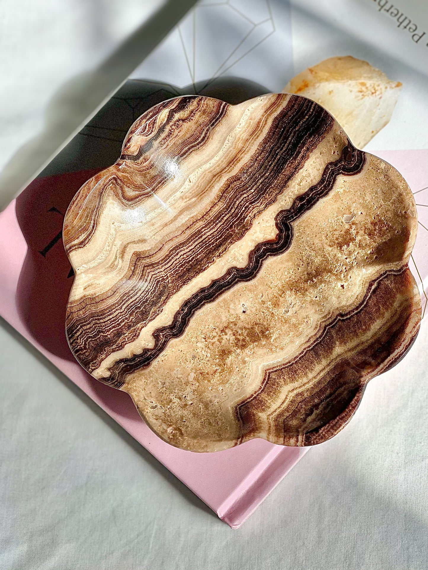 Brown Onyx flower bowl.